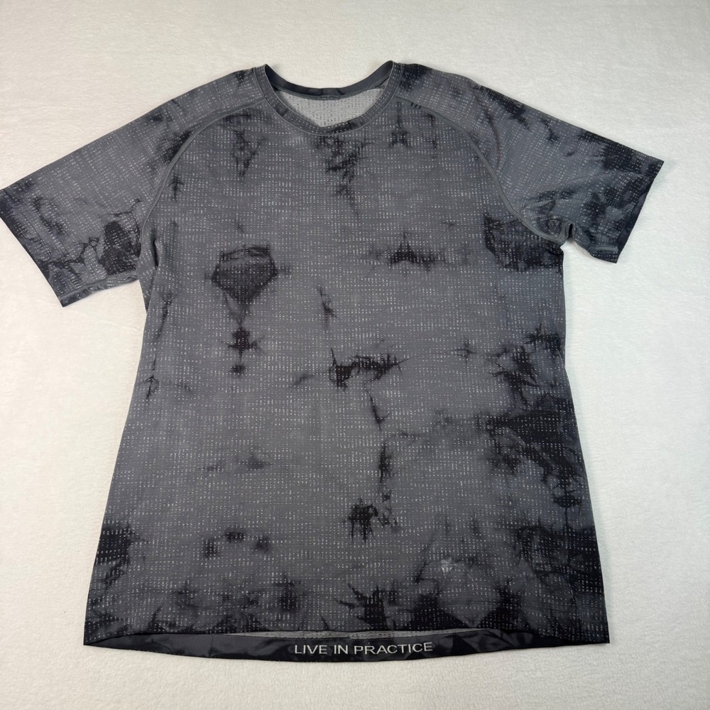 Lululemon Metal Vent Tech Mens XL Gray Tie Dye Mesh Training Gym Athletic‎ Shirt